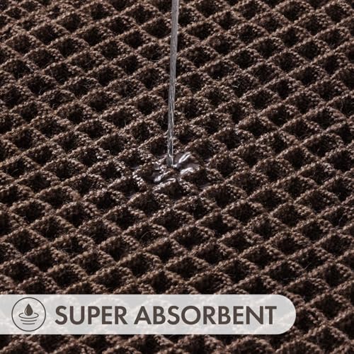 MIULEE Waffle Bathroom Runner Rugs, Super Absorbent Non Slip Bath Rug, Upgraded Soft Quick Dry Washable Boho Long Bath Mat with Tassels for Hallway Laundry Room Bedroom, 2'x6' (24"x72"), Chocolate by MIULEE - Used condition - Image 7