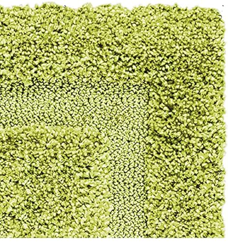 Image of Green Microfiber Plush Shaggy Carpet 2x5 Feet Designed with Soft Dense Fibers, Anti Skid Backing and Handwoven Comfort for Bedrooms, Living Rooms and Home Spaces