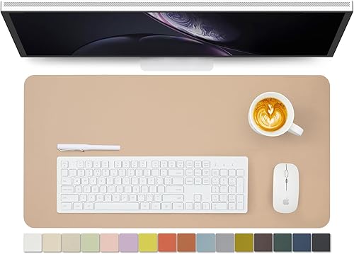 Miniatura 59 de Tapete de escritorio de piel antideslizante de poliuretano (PU), para organización de escritorio y accesorios, ideal para alfombrilla de mouse y de