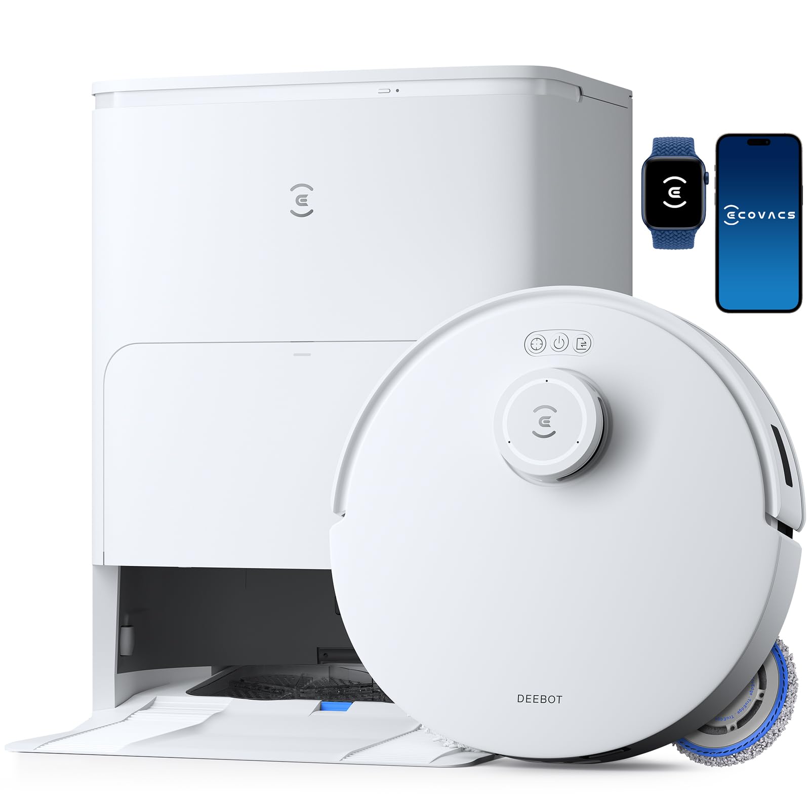 ECOVACS DEEBOT T30S Robot Lavapavimenti e Aspirapolvere, 11000Pa, Anti-grovigli, TruEdge™ Taglio Adattivo Bordi, Lavaggio Mocio ad Acqua Calda a 70°C, Sollevamento Mop 9mm, Evitamento Degli Ostacoli