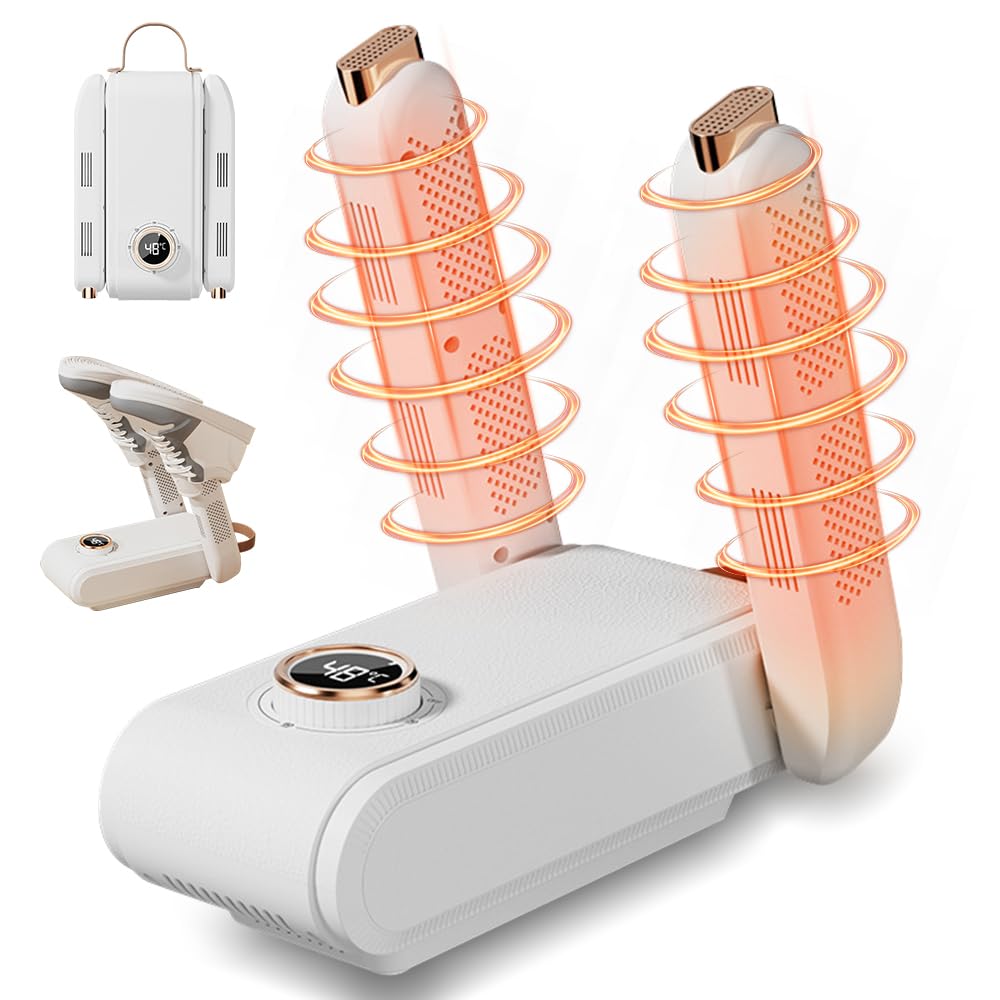 Secador de Zapatos Eléctrico, Secador Zapatillas Deporte con Temporizador y Luz UV, Secador Botas Futbol Plegable, Secador de Botas de Esquí para Botas de Esquí, Sombreros, Calcetines y Guantes