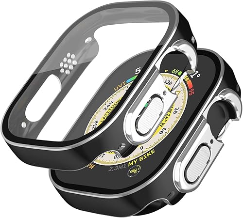 Miimall Funda rígida de policarbonato compatible con Apple Watch Ultra de 1.929 in con protector de pantalla, película de vidrio templado 9H,