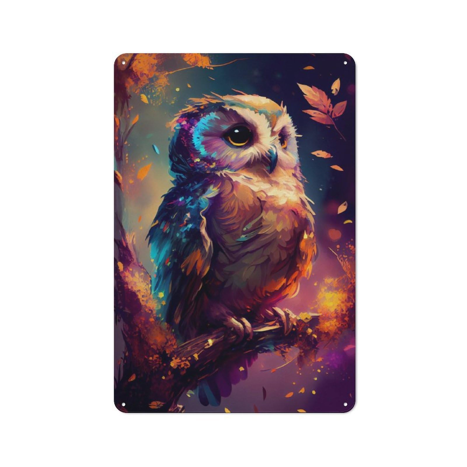 Junmoney Owl Cute Industrial Decorative Metal Plaque 30X20cm, Studio Wall Art For Flat, Bar, Studio Or Gallery Wall