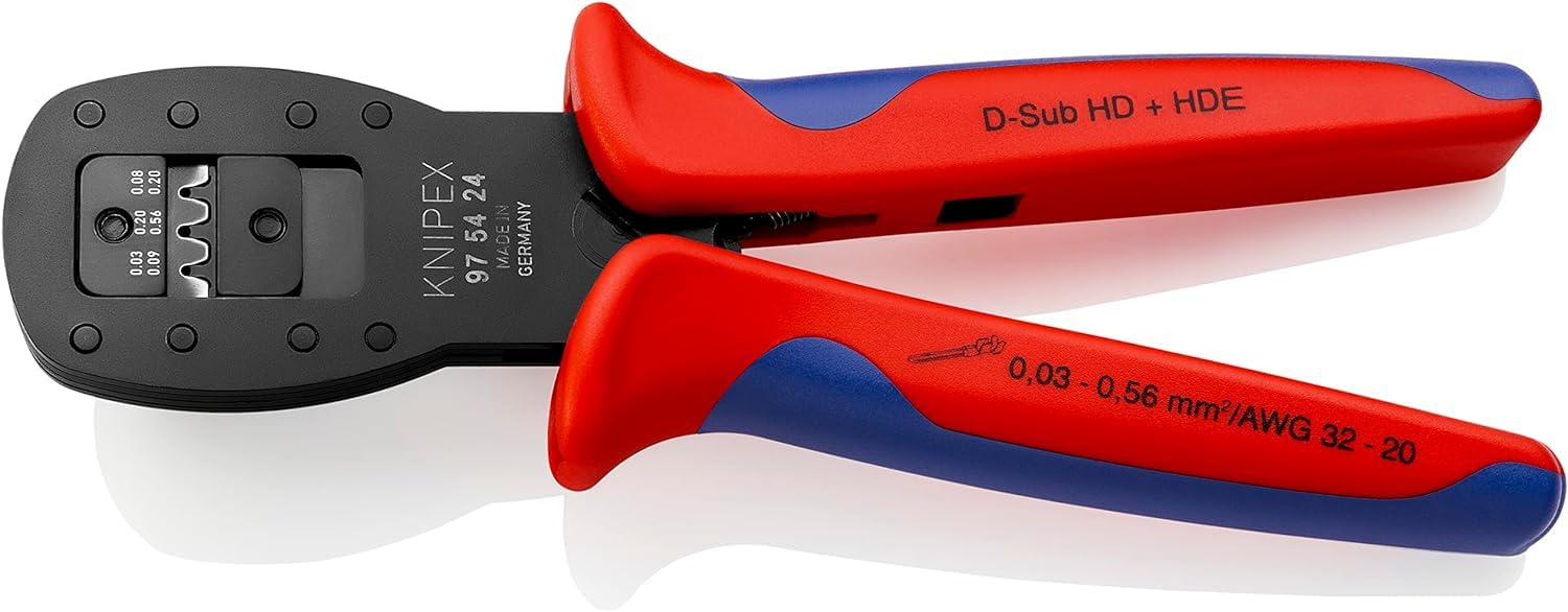 Knipex Multi Color Crimping Pliers For Micro Plugs Parallel Crimping With Multi-Component Handles 190 Mm, 97 54 24