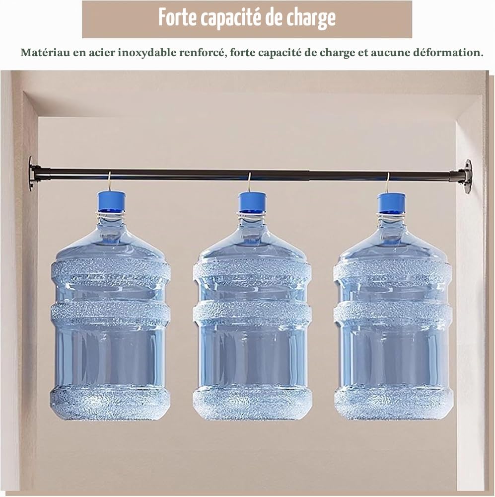 Tringle à Rideaux, Tringle à Rideaux Antidérapante, Rallonge Ronde pour Mur Incliné, Support Pivotant à 180° pour Vêtements Suspendus, pour Armoire, Salle de Bain(Size:130-240cm,Color:b)
