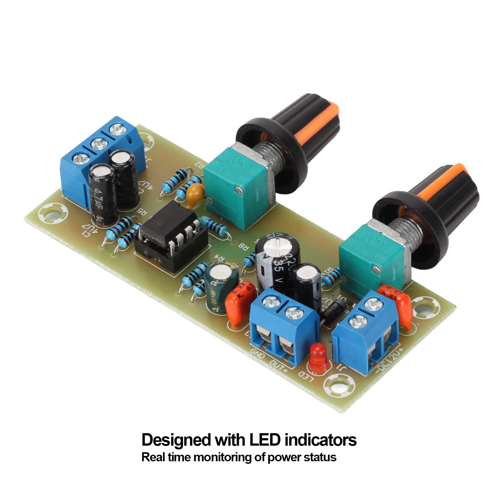Annadue Placa de Preamplificador, Placa de Preamplificador de Subwoofer de Fuente de Alimentación única de 12 V, Módulo de Preamplificador de Audio Estéreo, Placa de Filtro de Paso bajo HiFi.