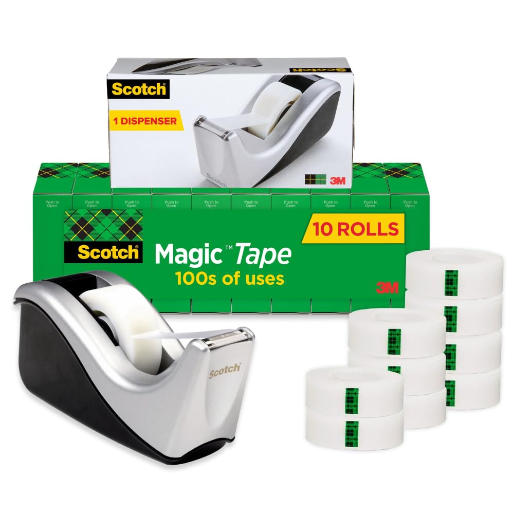 Scotch (R) Magic (TM) dispensador de cinta 810 con, C-60, 3/4in. x 1.000 en., PACK de 10 rollos de cinta