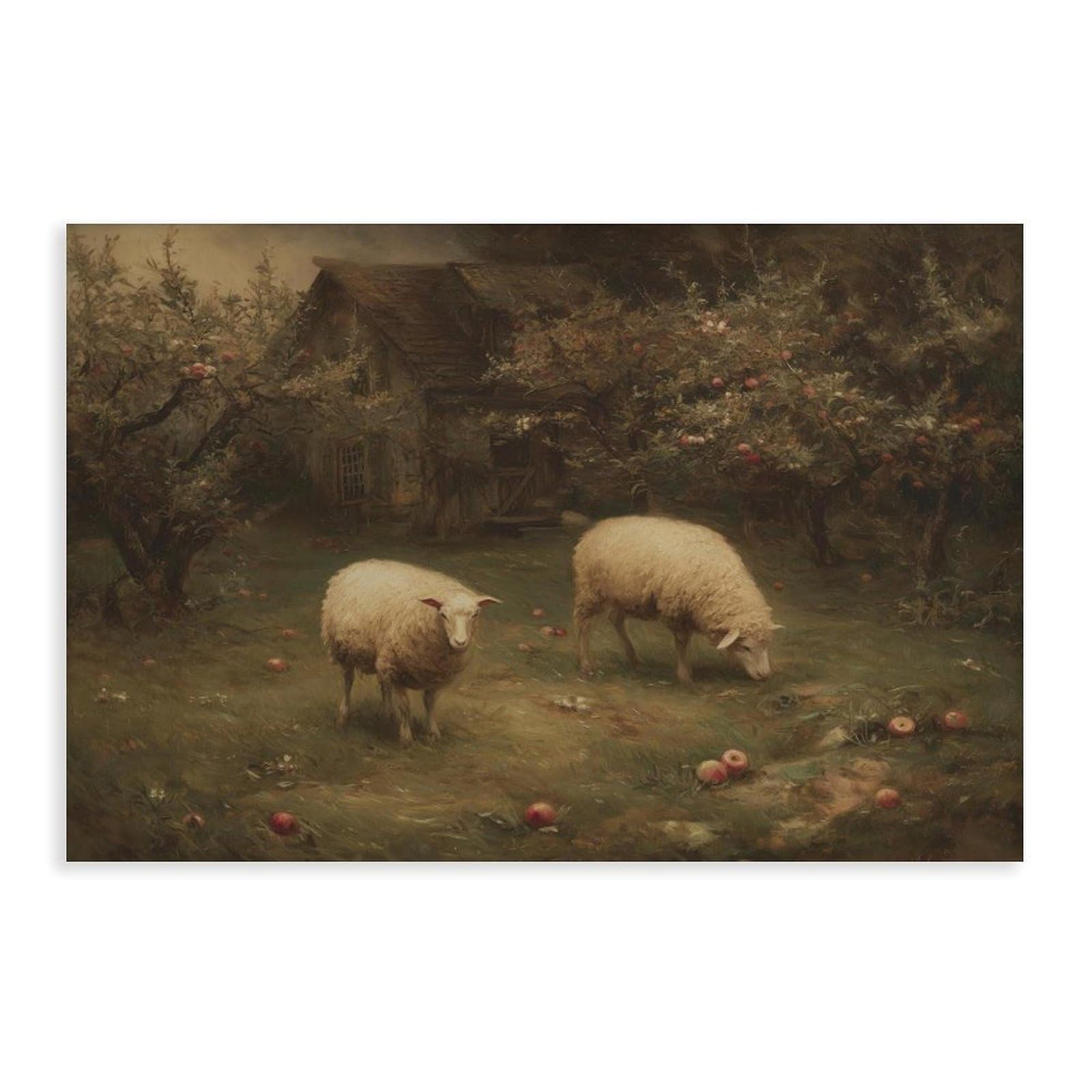 HOHHMY Sheep Eating Grass Poster Canvas Poster for Office Decor Gift