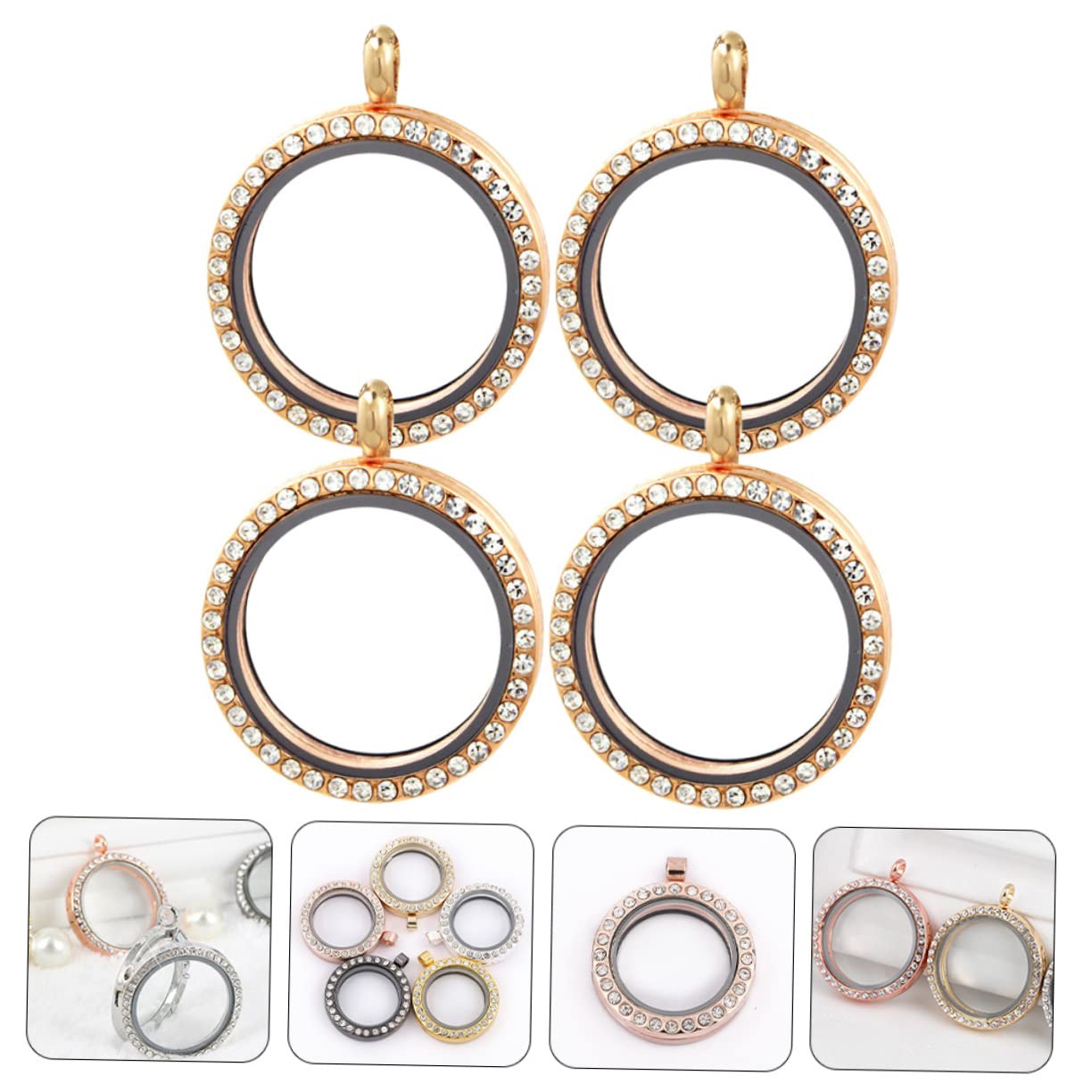 Operitacx 20pièces Pendentifs Photo Ouvrables Alliage Avec Charms Pour Création De Bijoux Diy Locket Rond
