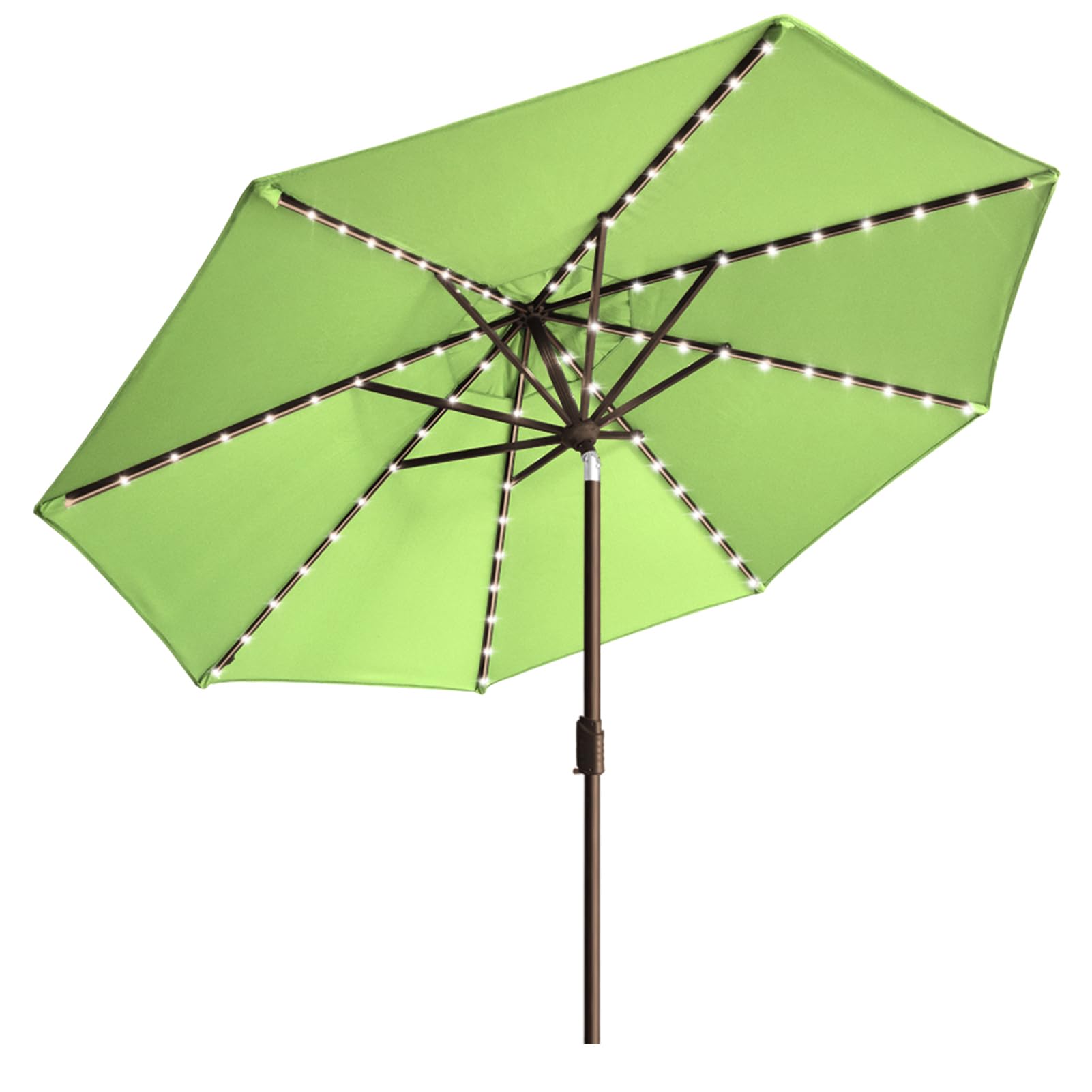EliteShade USA 10-Year-Non-Fading Solar 9ft Market Umbrella with 80 LED Lights Patio Umbrellas Outdoor Table Umbrella with Ventilation, Macaw Green