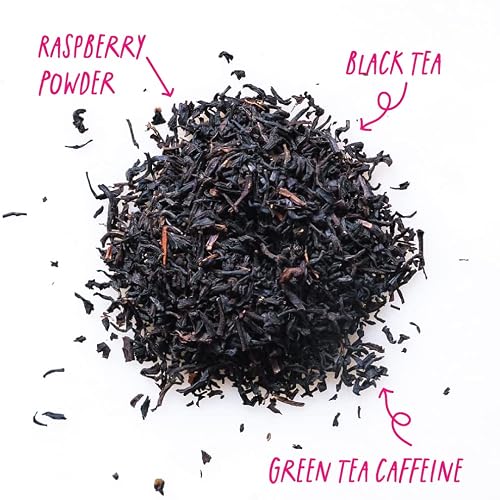 Kubo Tea, Organic High Energy Iced Tea, High Caffeine Blend, 20 Servings (155Mg Caffeine Each), Pillow Tea Bags, Compostable & Biodgradable Packaging, Healthy Coffee Substitute - Raspberry Black Tea #TOP2