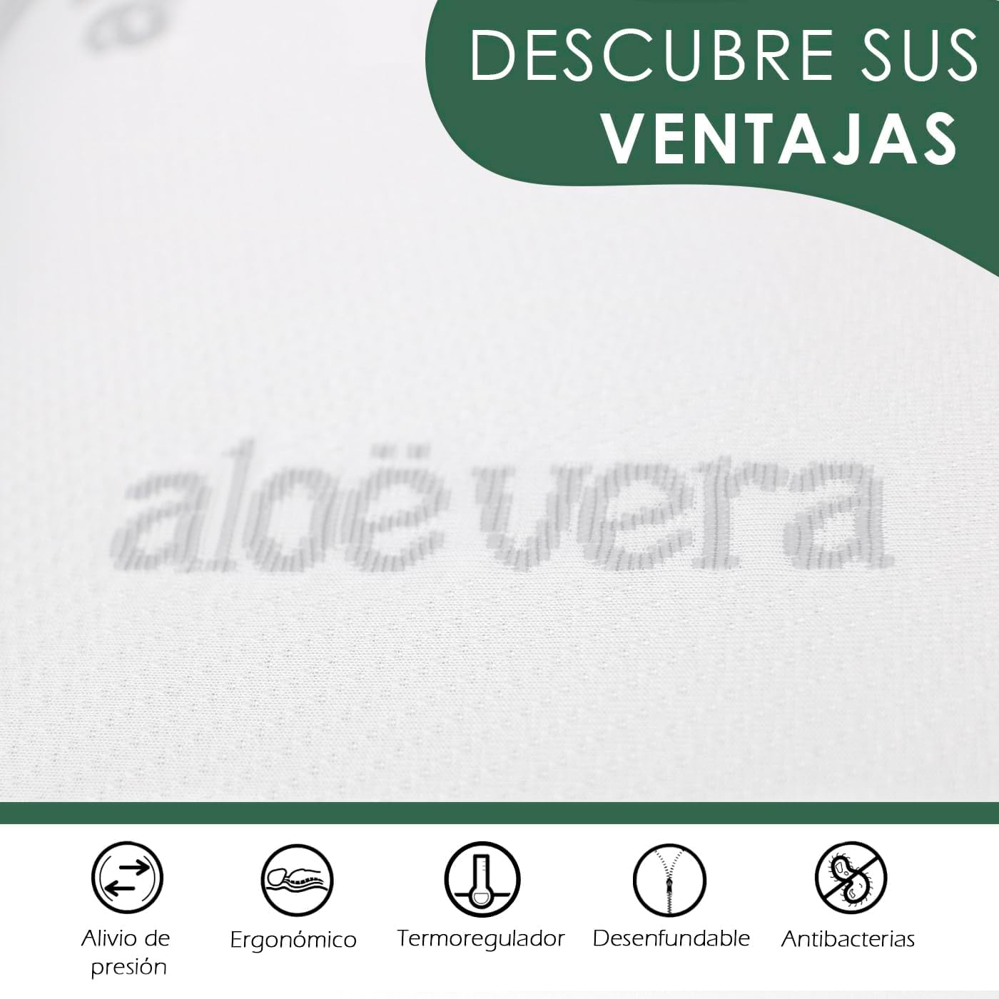 DONATELLA Almohada VISCO-Aloe - Almohada viscoelástica, núcleo Compacto. Doble Funda con Cremallera. Tejido Aloe Vera. Termorregulable adaptabilidad al Cuello - 135 cm., Blanco