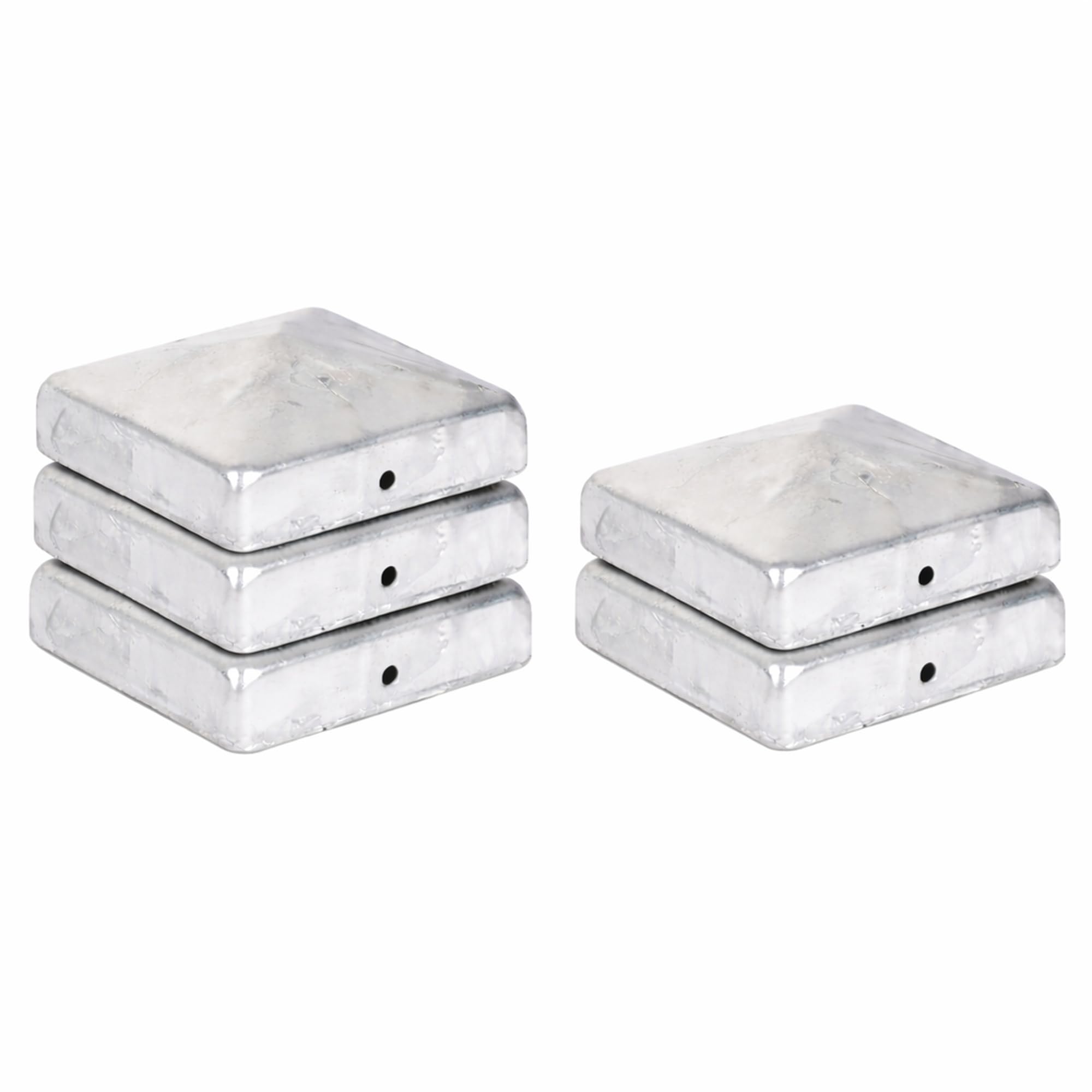 Vivagardea Silver 5 X Pyramid Post Caps 71 X 71Mm - Hot-Dip Galvanised Steel Weatherproof - For Wooden Posts 70 X 70Mm - Includes Fixing Holes