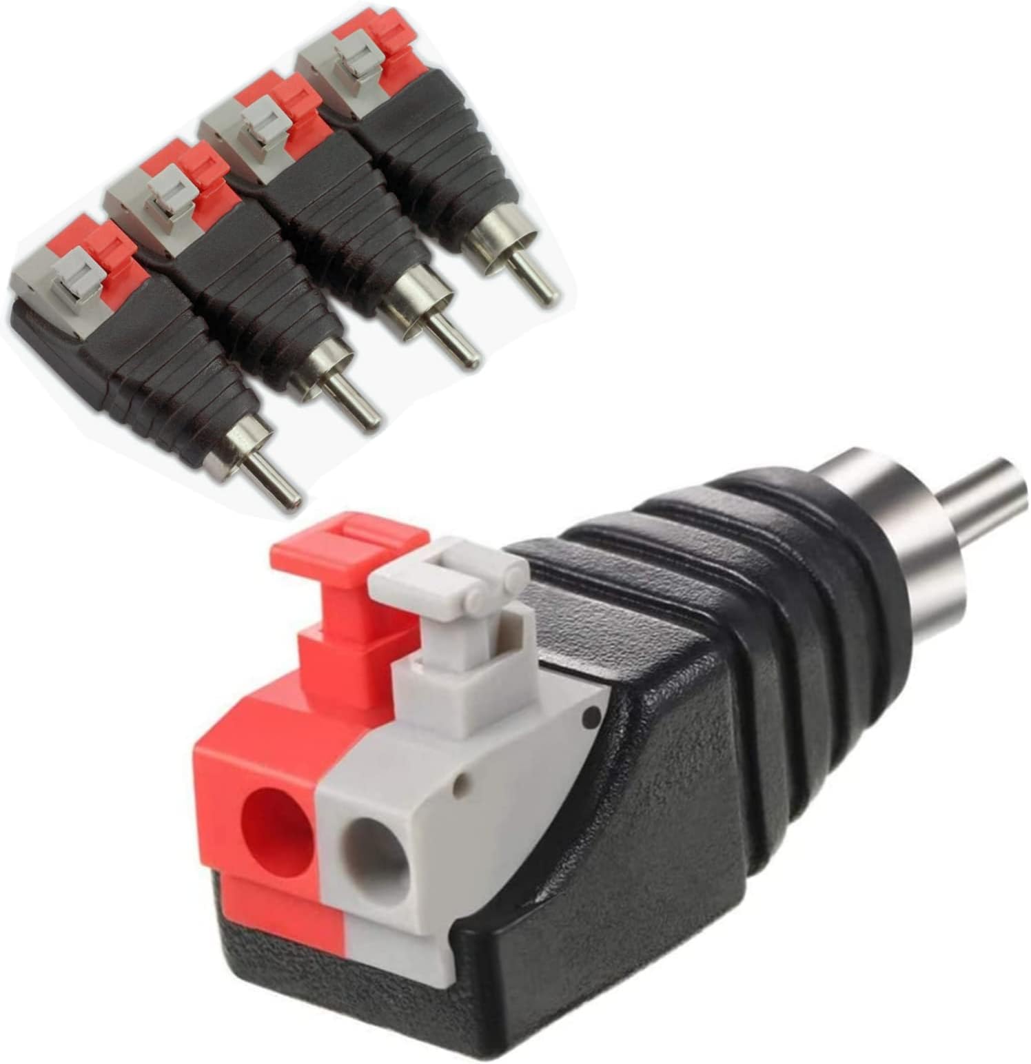 10 Pack Dfinego Speaker Wire Cable to RCA Connector Adapter, RCA Male to AV 2 Screw Terminal Video Audio, Jack Plug