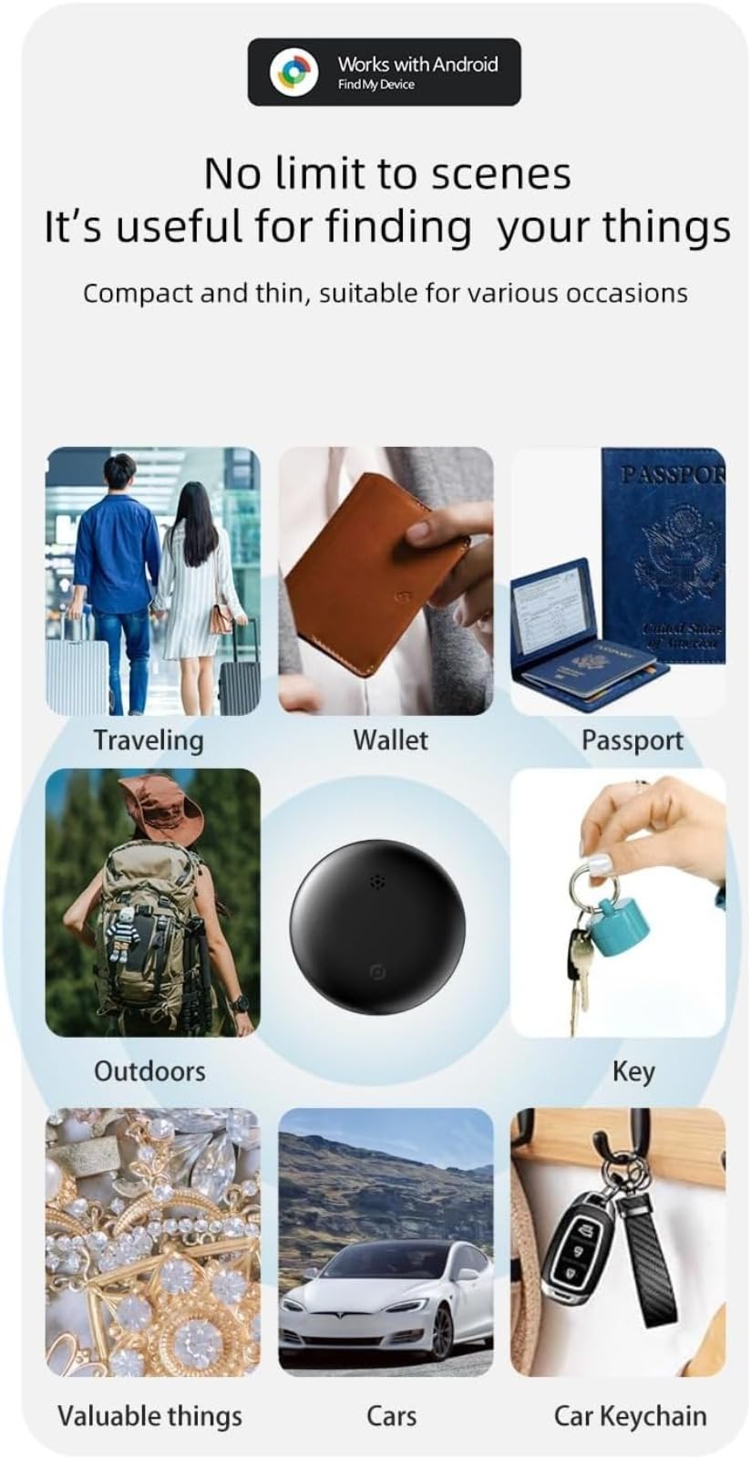 Localizzatore Bluetooth, trova oggetti, trova chiavi, impermeabile e antipolvere, posizionamento accurato globale, design compatto, per viaggi e uso quotidiano