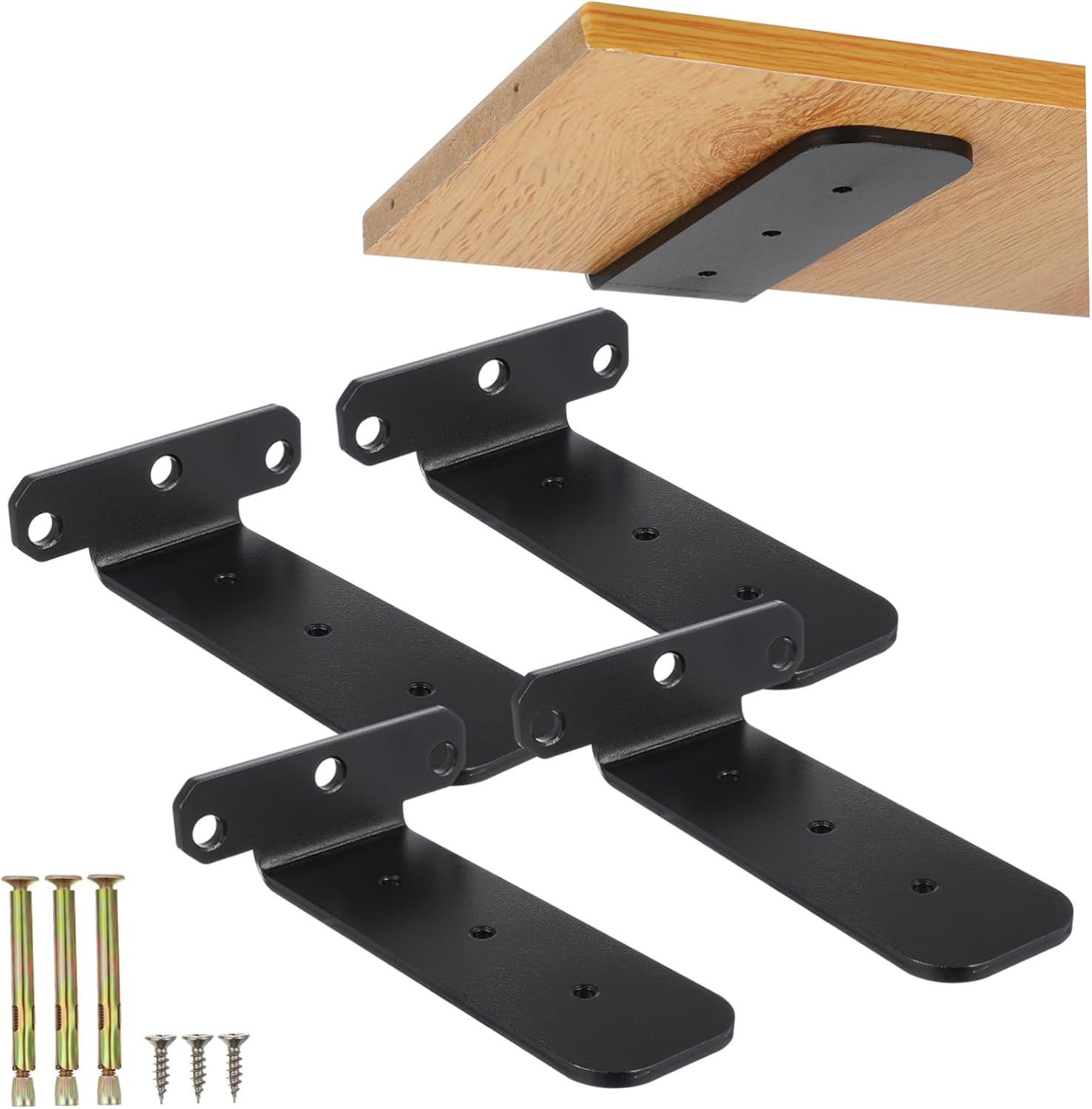 LIFKOME 4pcs Floating Shelf Brackets Wall Brackets for Shelves Hidden Installation