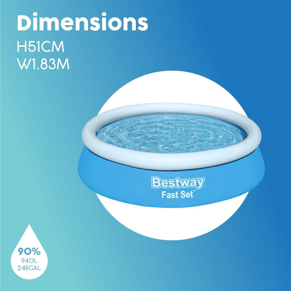 Bestway Fast Set™ 6' x 20"/1.83m x 51cm Pool