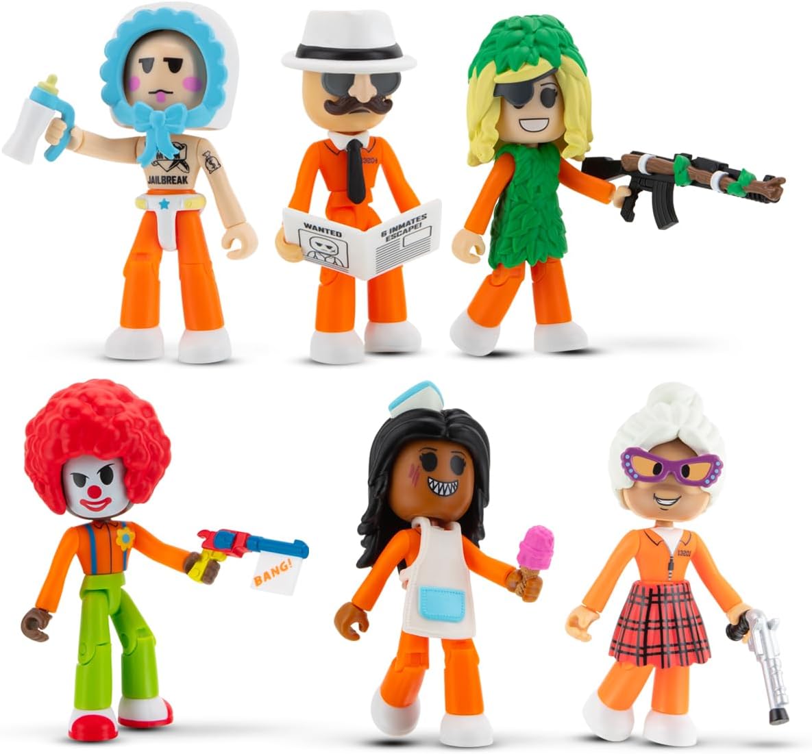 DevSeries Jailbreak: Hiding in Plain Sight Multipack Six 2.75-Inch Action Figures with Mix and Match, Accessories, and Exclusive Virtual Item Code