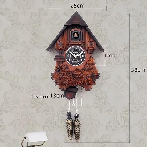 Miniatura 2 de Reloj de cuco con modo nocturno, decoraciones talladas a mano y péndulo oscilante