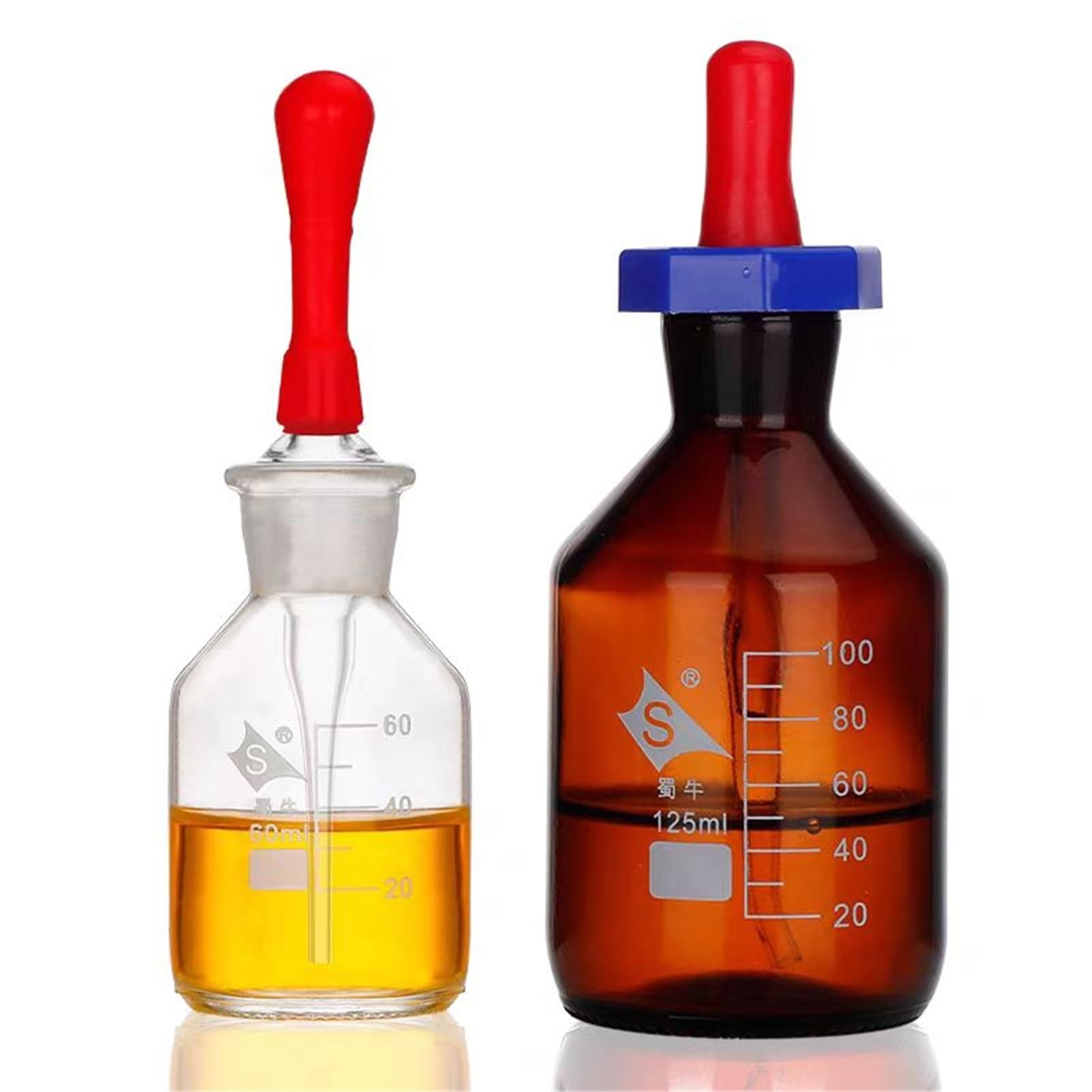 4 teile/los Transparent Britische Tropfflasche mit Skala Linie Tropfflasche Gropping Borosilikatglas Labor Drop(British 125ml)
