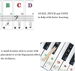 Piano Stickers for Keys - Removable Piano Key Stickers for 88/61/54/49 Keyboards Full Set Black and White Key Music Note Stickers for Both Adult and Kids Beginners - Bigger Colorful Letters