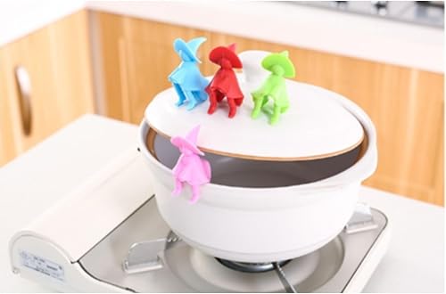 Miniatura 9 de 4 piezas de levantador de tapa de olla de silicona a prueba de derrames, levantador de tapa a prueba de salpicaduras de vapor olla levantador de