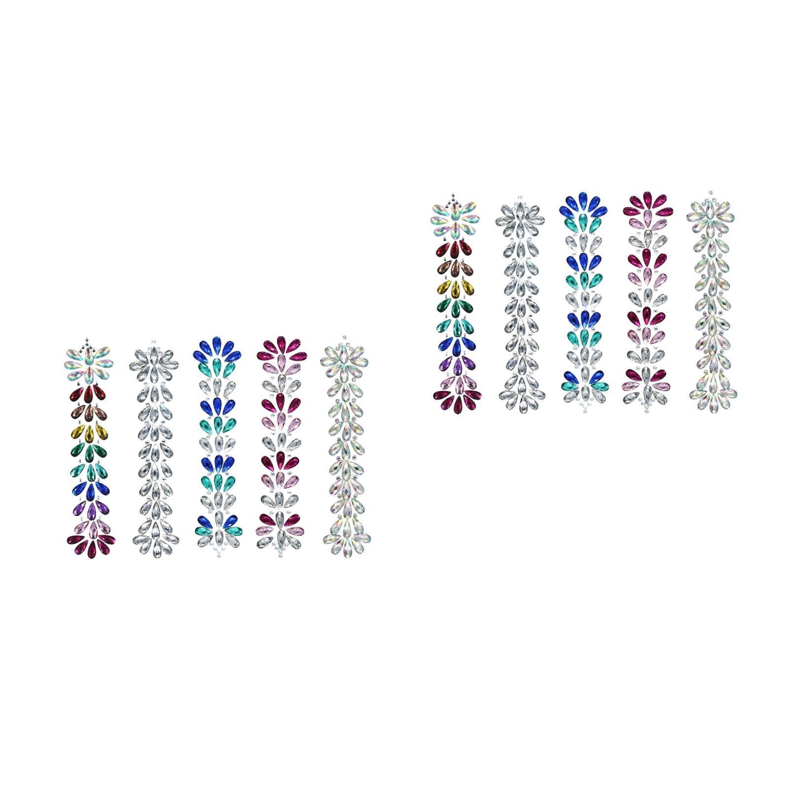 Healvian 10pezzi Adesivi Per Viso e Occhi Con Gemme Strass Glitterate Stickers Acrilico Impermeabili Per Festival e Party Decorazione Unica Per Trucco e