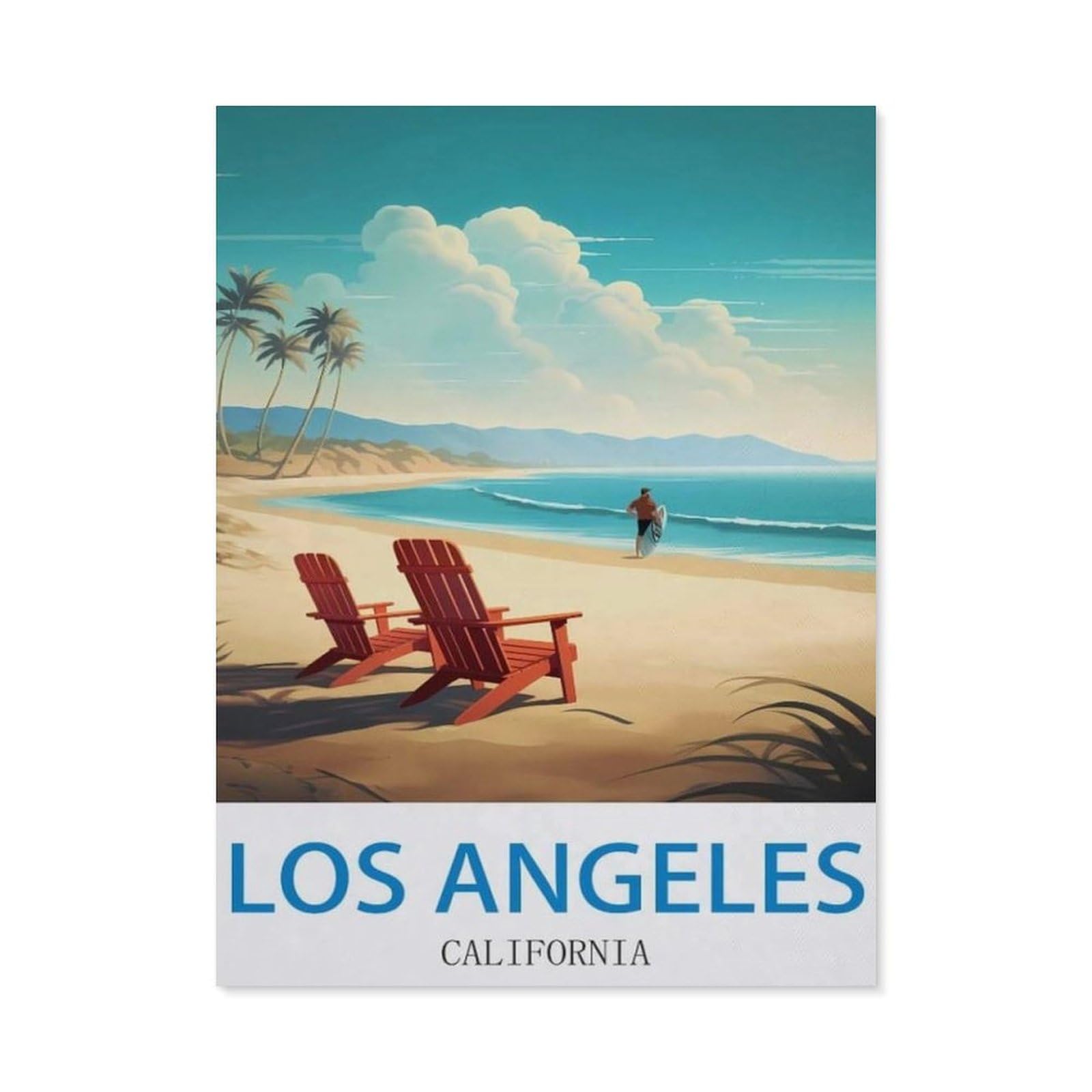 BEAYODKP Los Angeles California Vintage Travel Posters Surf，Diamond Art Kits for Adults and Kids, Full Drill Round Rhinestone Paint with Diamonds（50 x 60 cm/19.68 x 23.62 inches）-CN55