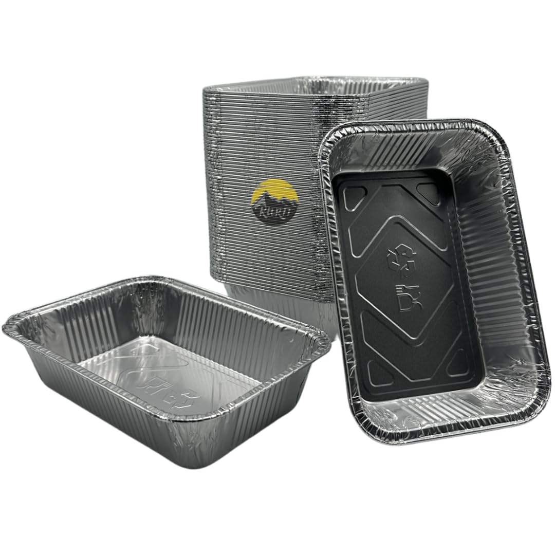 KURTT - Bandeja de aluminio - Bandeja rectangular de aluminio 850cc, 203x138x45 mm 100 piezas - fuente para hornear - Cazuelas - Desechables - Bandeja Alu