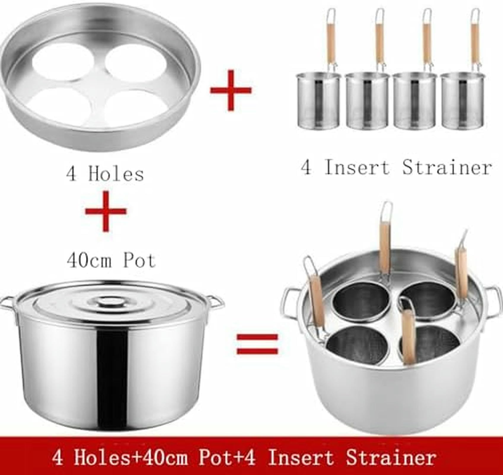 Pentola per zuppa Multifunzionale con colino, utensile per Cucinare la Pasta con cestelli per colino, Set di Inserti per cuocipasta in Acciaio Inox, cestello per colino per Pasta Commerciale~/