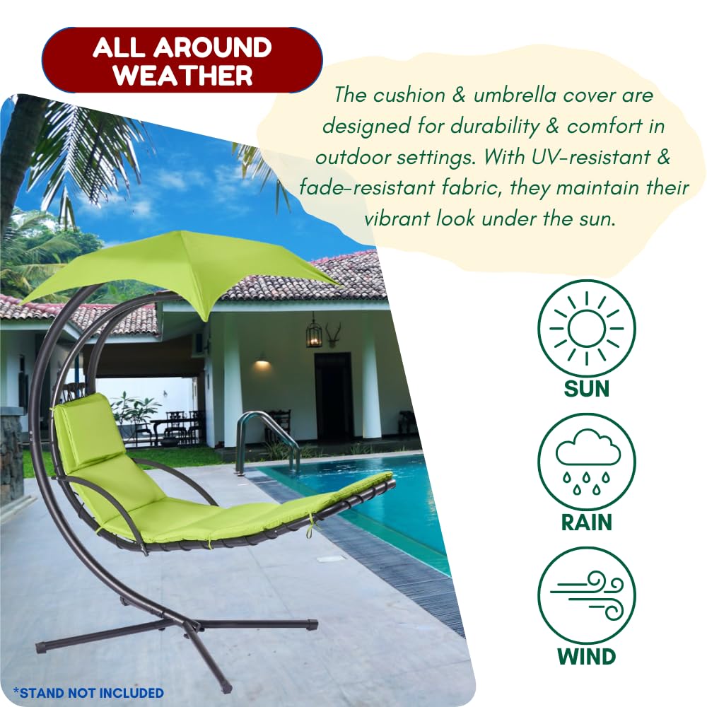 EZONE Replacement Cushion Pad and Umbrella Cover for Hanging Chaise Lounge Chair Hammock Lounge Chair Replacement Pad with Built in Pillow