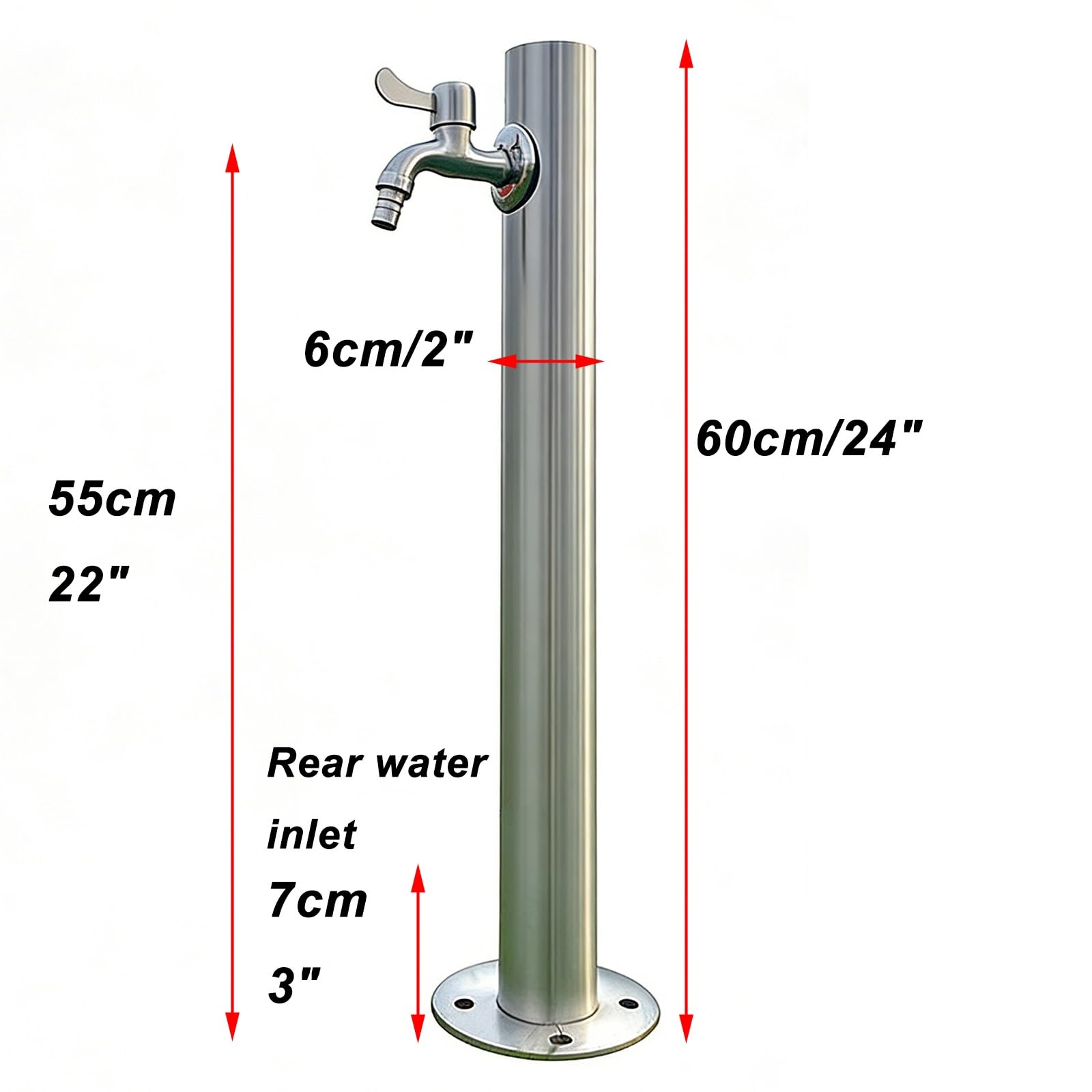 Colonne Robinet Exterieur, Acier Inoxydable 304 Colonne Jardin avec Isolation Interne pour Cour, Parc ou Jardin(60x6cm/24x2in)