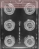 Happy 50TH Birthday 50th Anniversary Cookie Chocolate Candy Mold With Copywrited molding Instructions