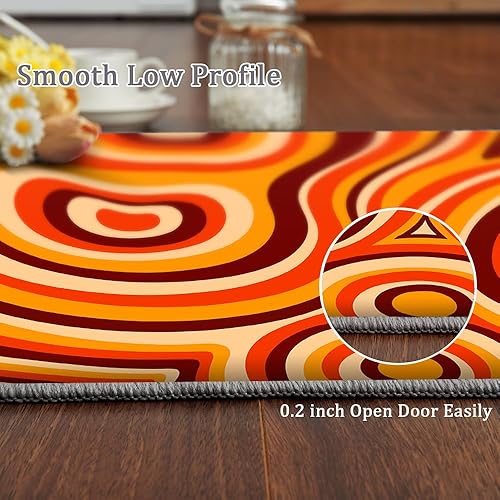 Miniatura 5 de Alfombras retro de los años 70 y 80 con diseño de remolinos trippy de 2 x 3 pulgadas, alfombra pequeña y psicodélica, alfombra de arte bohemio,