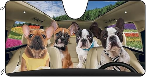 Miniatura 11 de Parasol para parabrisas delantero de automóvil para perro, Shih Tzu, hermosas flores, decoración para vehículo, reflector de rayos UV, protector
