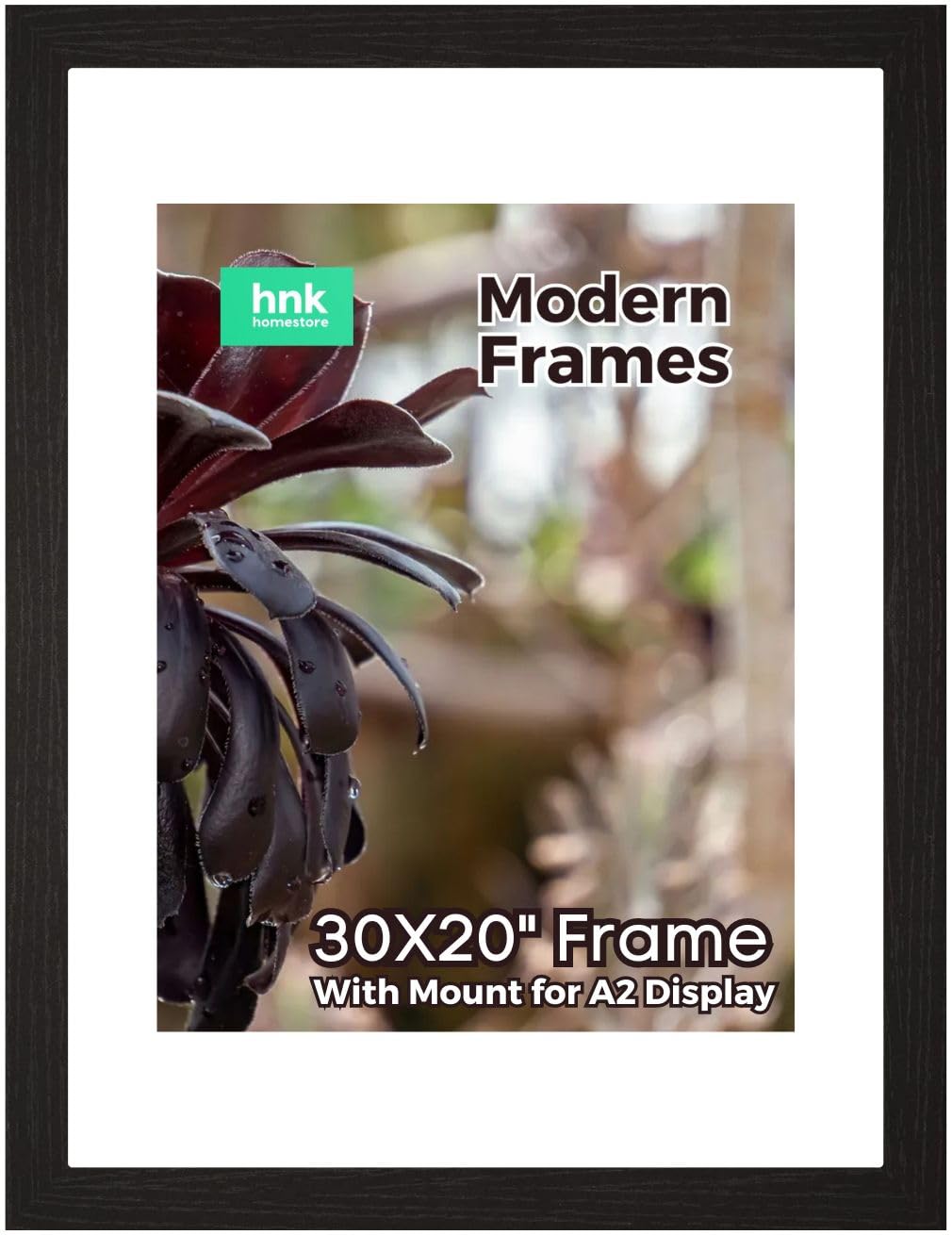 BLACK Large Picture Poster Frame Size 30 X 20 inch, 76.2 X 50.8cm, 762 X 508mm with White mount for Image, Photo, Artwork, or Print Size A2, 24 X 16 inches, 60 X 42cm, 600 X 420mm [BLACK Frame]