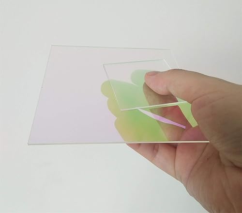Miniatura 8 de 5 hojas cuadradas de acrílico (PMMA), lámina cuadrada de plexiglás iridiscenteradiante (dos lados similares al arco iris) (0.069 pulgadas de grosor,