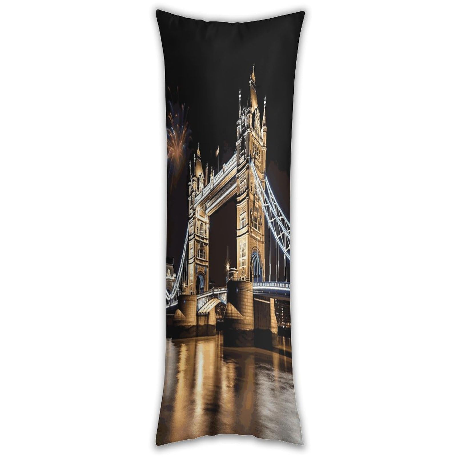 Night London Tower Bridge Long Pillow Case with Zipper Ultra Soft Microfiber Long Pillow Cover Breathable Body Pillow Protector Soft Wrinkle Pillowcase for Bed Sofa Bedroom 53 X 19 in