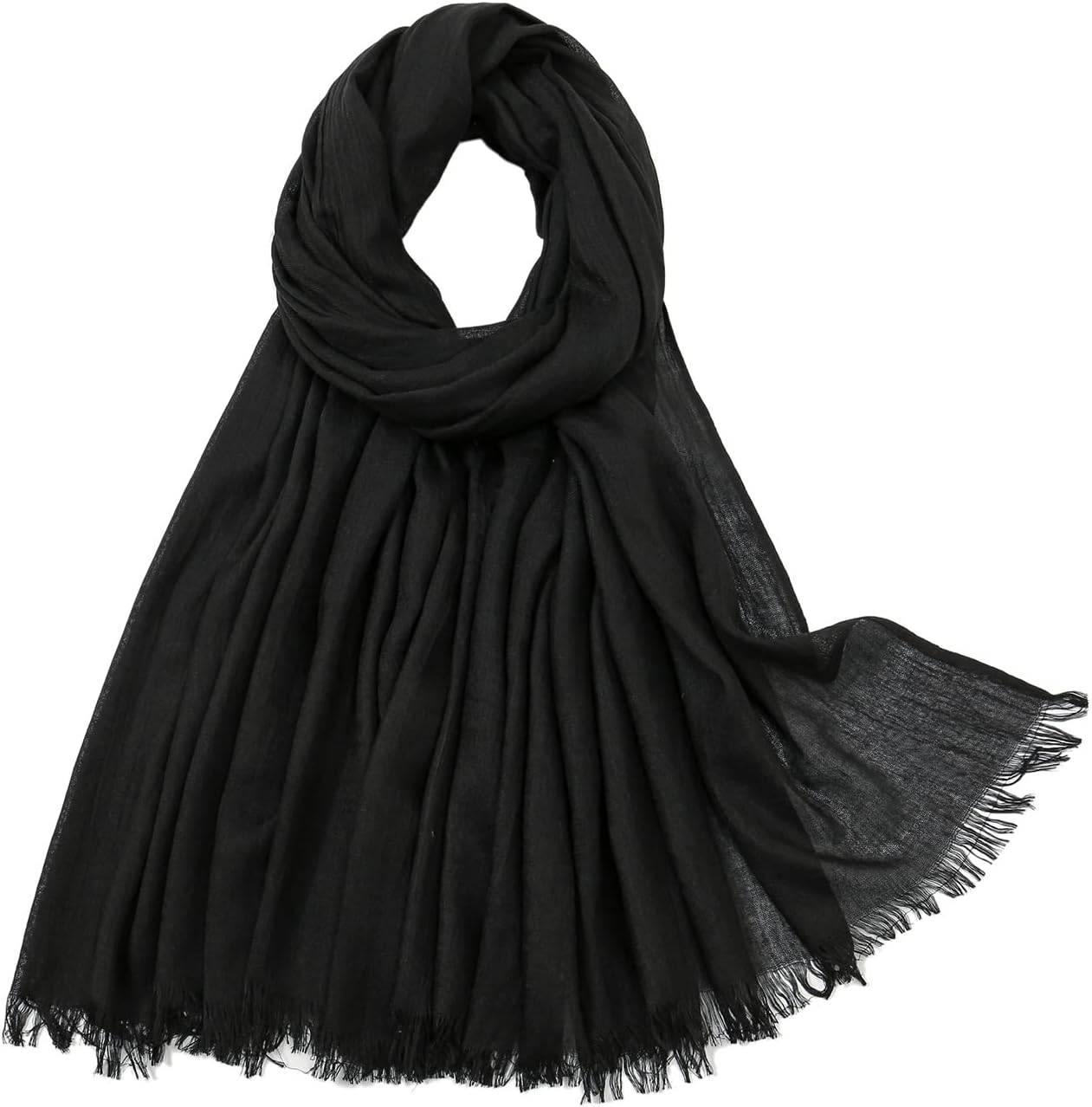 YeieeoYeieeo Linen Scarf for Women Lightweight Fall Winter Fashion Fringed Scarves Wraps Shawl