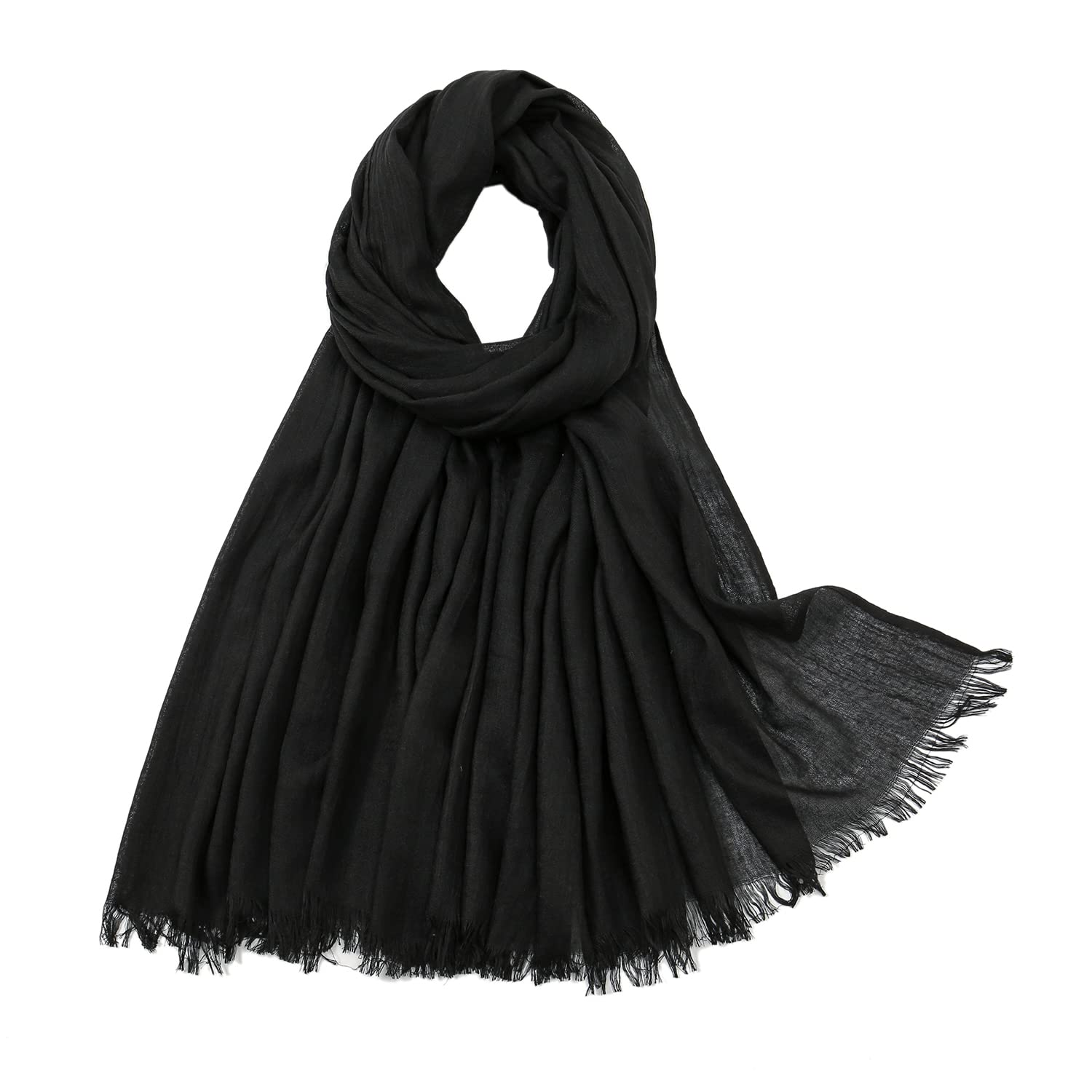 YeieeoYeieeo Linen Scarf for Women Lightweight Fall Winter Fashion Fringed Scarves Wraps Shawl