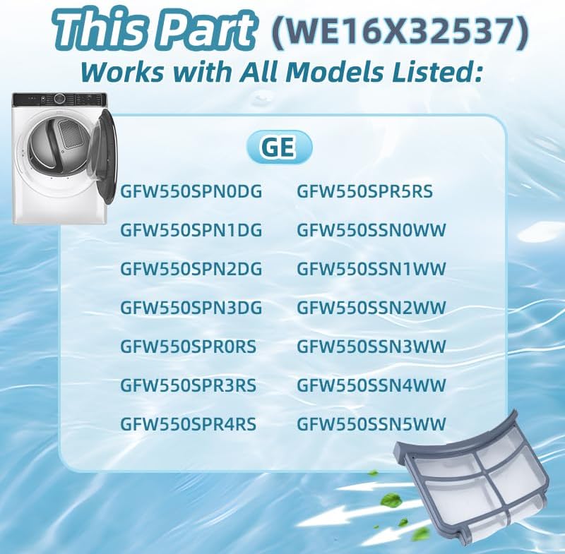 2025 Upgraded WE16X32537 Dryer Lint Filter Compatible with GE, Replacement Parts WE16X29597 4977656 AP7205579 PS12743423 PS16873779 EAP12743423