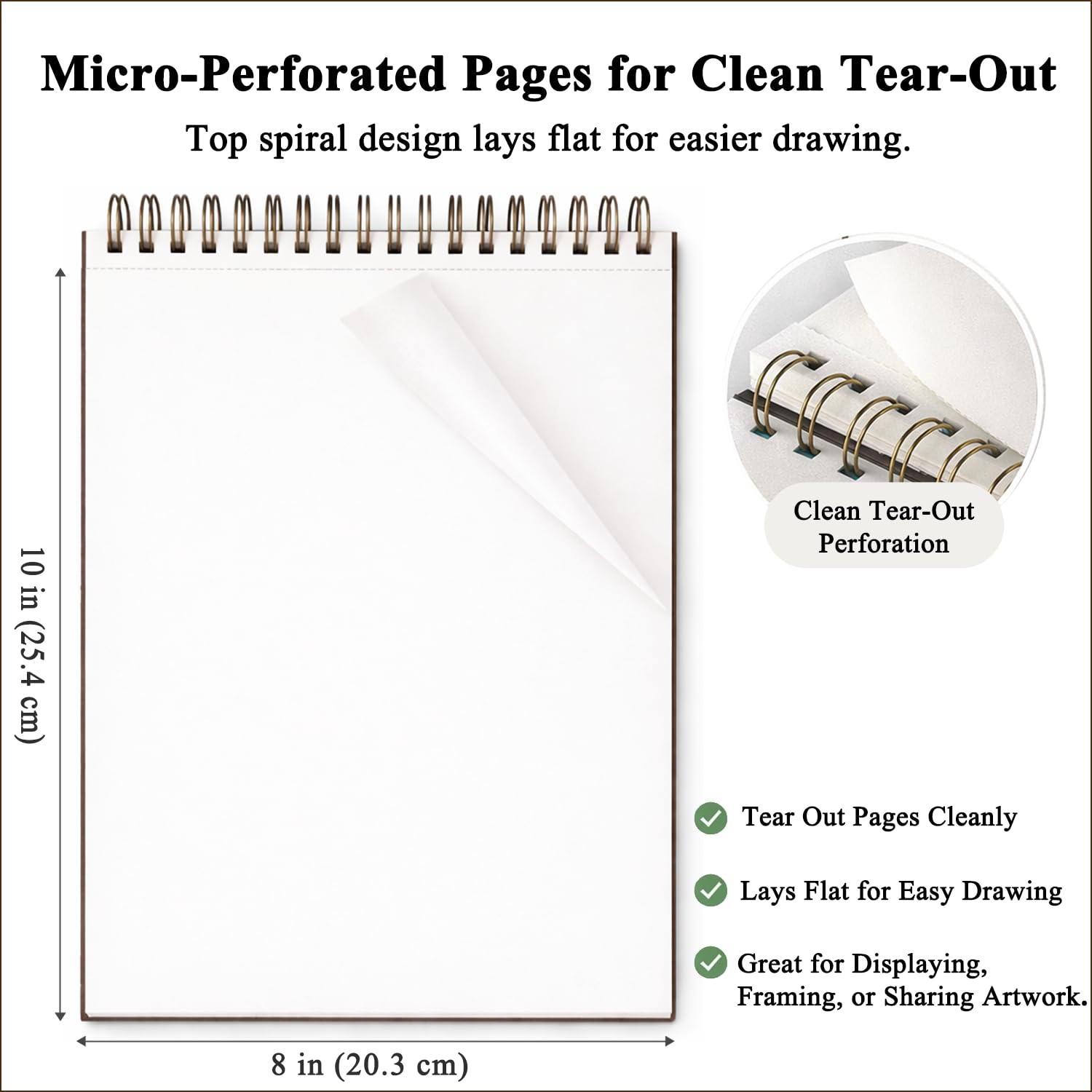 Cuaderno de bocetos de 8 x 10 pulgadas, 100 hojas de tapa dura, cuaderno de dibujo de 60 libras/100 g/m², libros de dibujo de artistas, papel de dibujo blanco duradero.