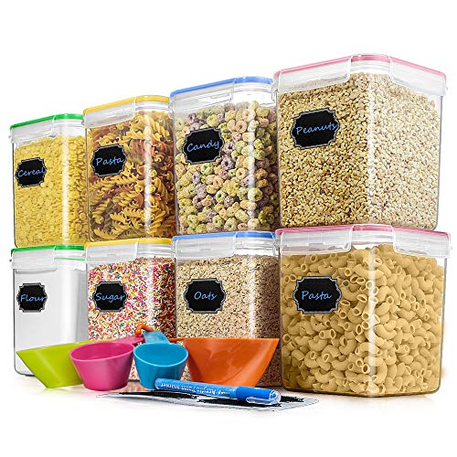Cereal Container Food Storage Containers, Blingco Set of 8 (2.5L/85oz) Airtight Dry Food