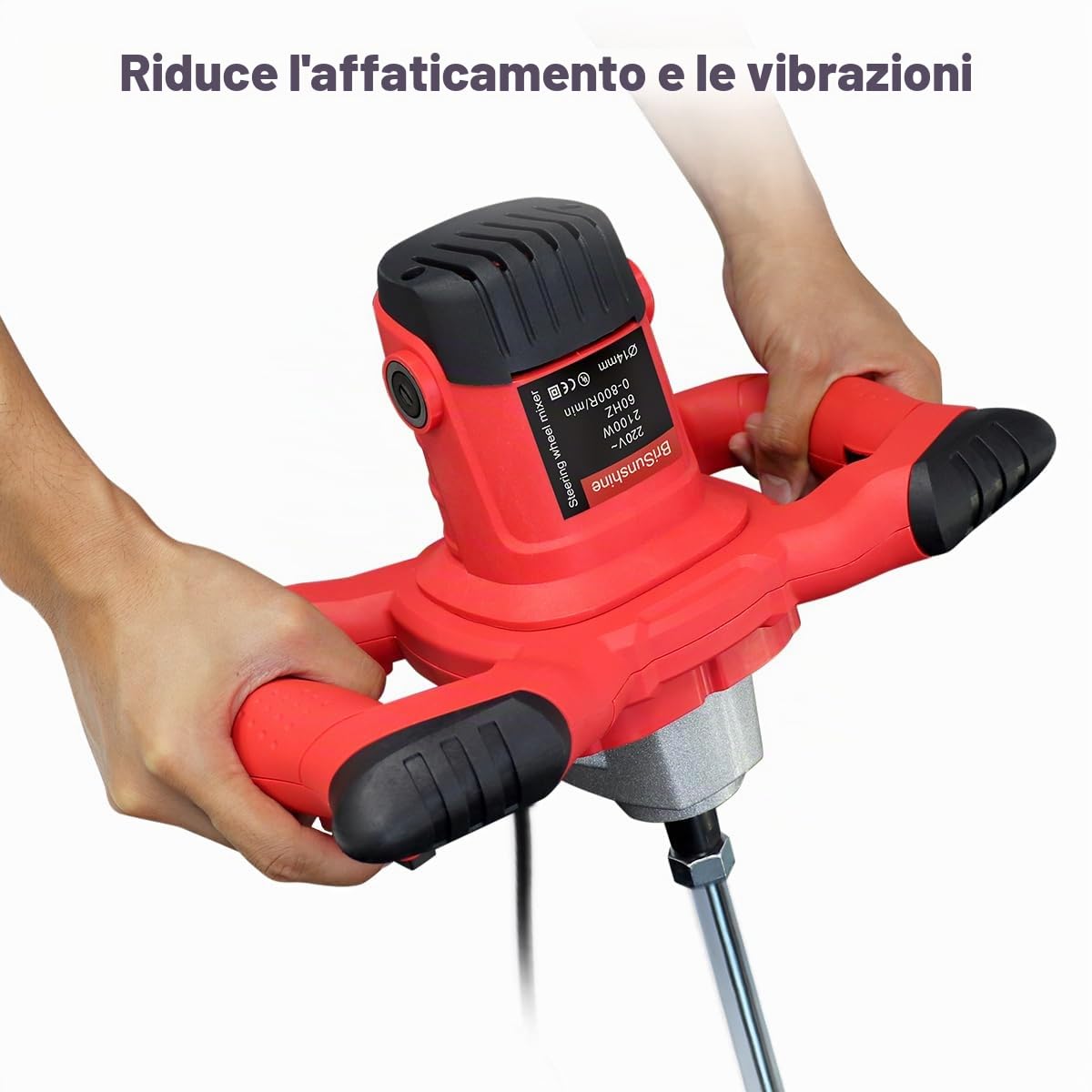 2100W Miscelatore per malta elettrico del concreto, impastatore cemento portatile del malta, una regolazione di 6 velocità