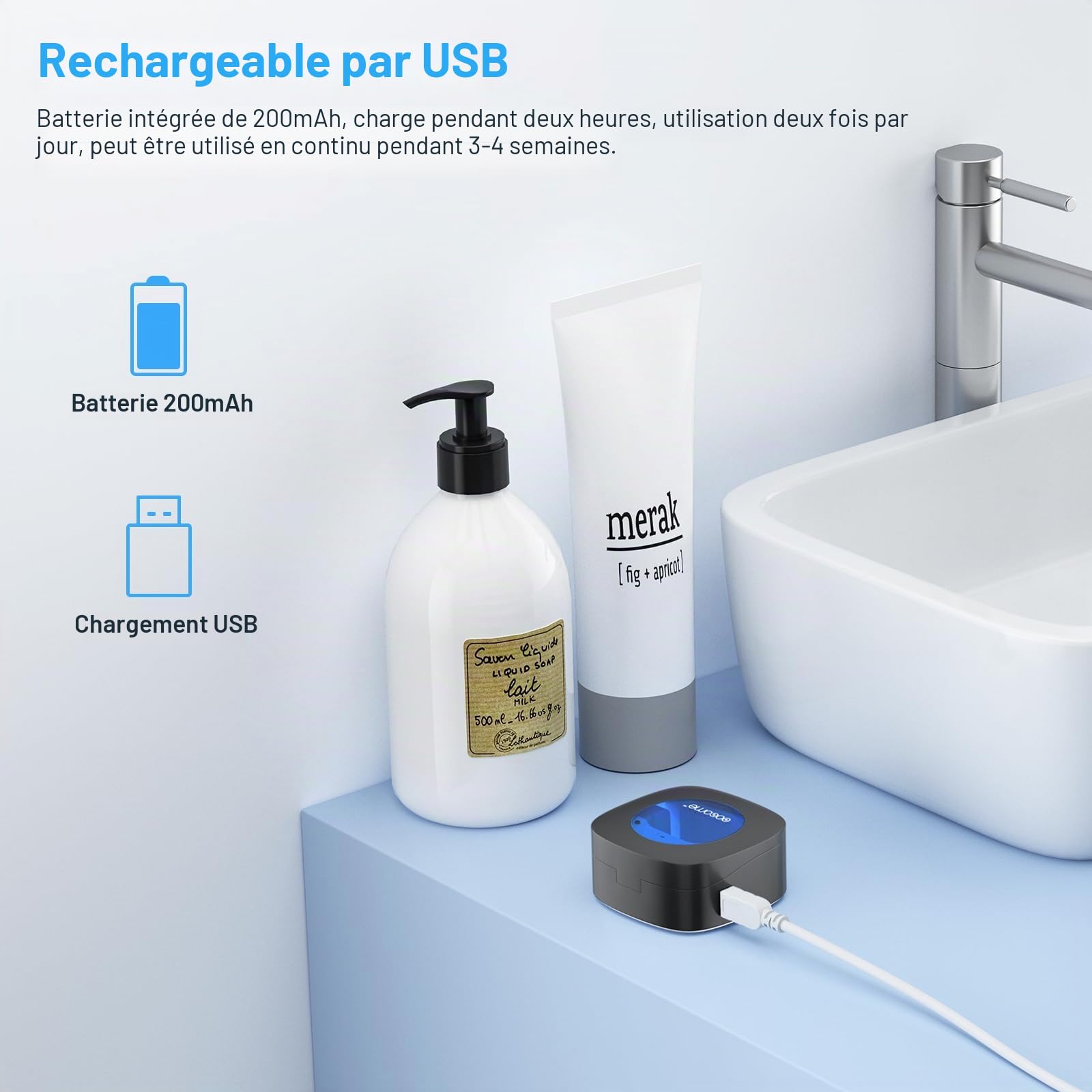 Étui Portable pour Brosse à Dents et désinfectant UV Profond, étui de Rangement pour Brosse à Dents avec Perforation sans Autocollant pour Voyage et Utilisation familiale(Noir)