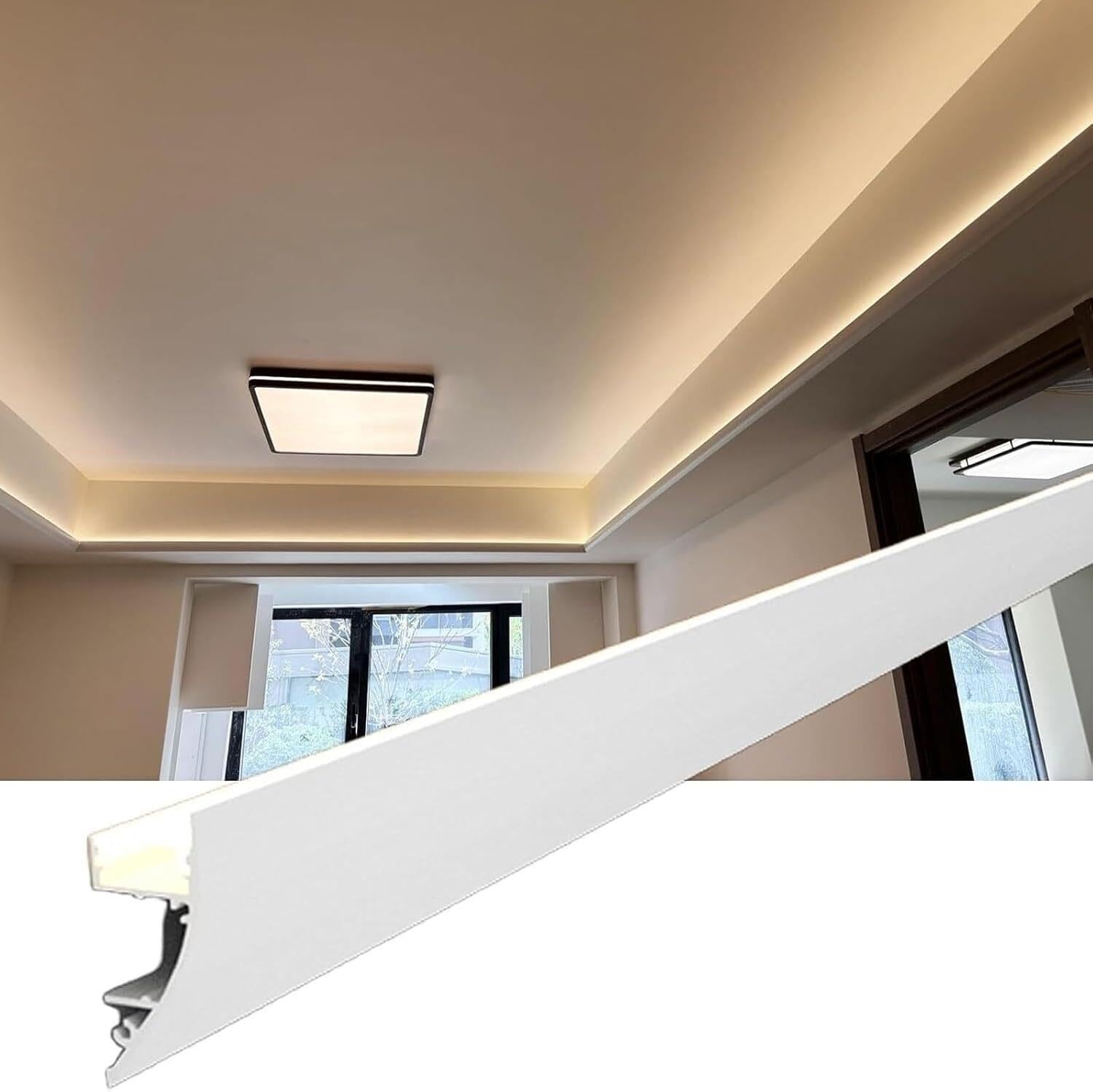 Sufitowa listwa sufitowa, aluminiowy kanał LED do dekoracji sufitu i ścian, cięcie listwy sufitowe do oświetlenia domu/biura/hotelu, kanał świetlny LED do montażu powierzchniowego (100m/328ft)