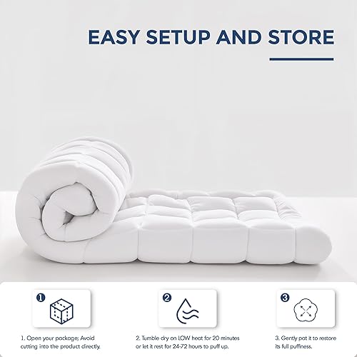 Miniatura 10 de Madison Park Protector de colchón impermeable, funda de colchón de felpa suave con sobrerelleno, bolsillo ajustable que se adapta a máquina de hasta