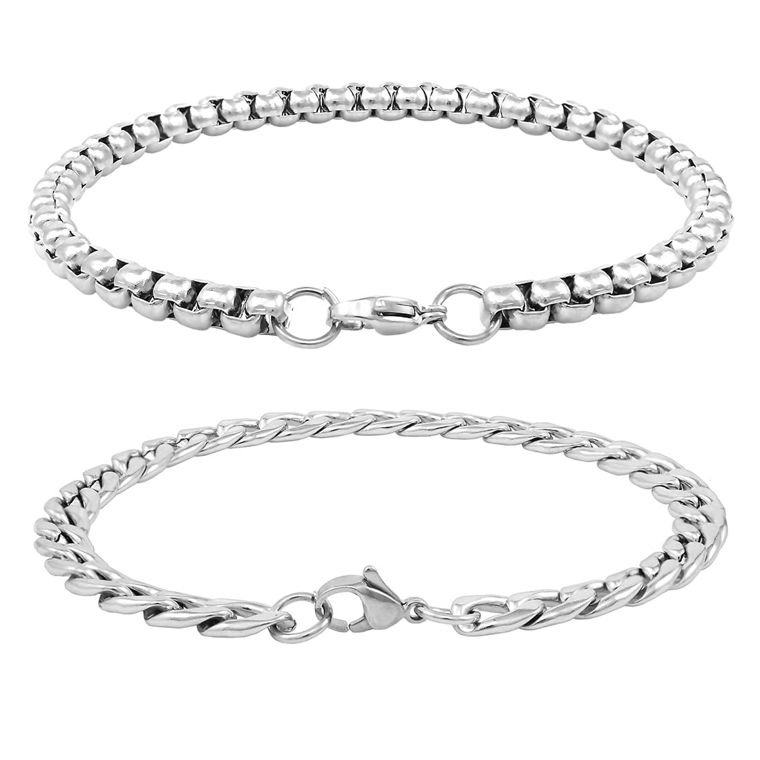 Nakabh Combo of Chain Stainless Steel Wrist Bracelet for Men Boys Unisex (NAK-2220239)(Silver + Silver) (B0C9YBS1CT) Amazon Price History, Amazon Price Tracker