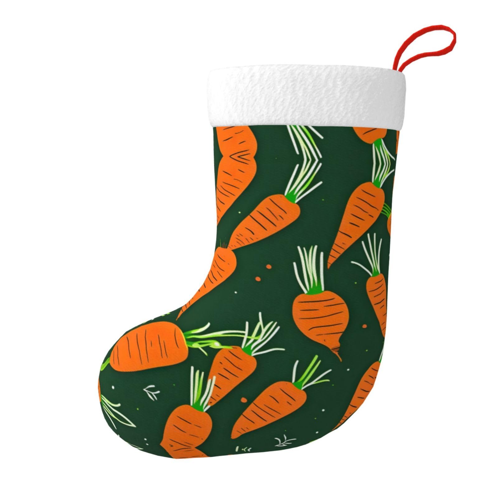 Konsev Happy Carrot Print Christmas Stockings,18 Inches Large Stocking Personalized Xmas Hanging Stocking Decorations