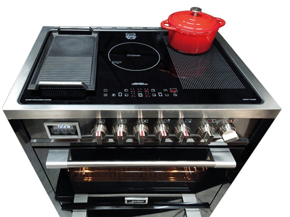 Kaiser HC 93691 IS Standherd 90 cm mit Induktionskochfeld – Elektroherd Schwarz, 5 Induktionszonen mit Power-Boost, Multifunktionsbackofen 115L, Drehspieß, katalytische Reinigung